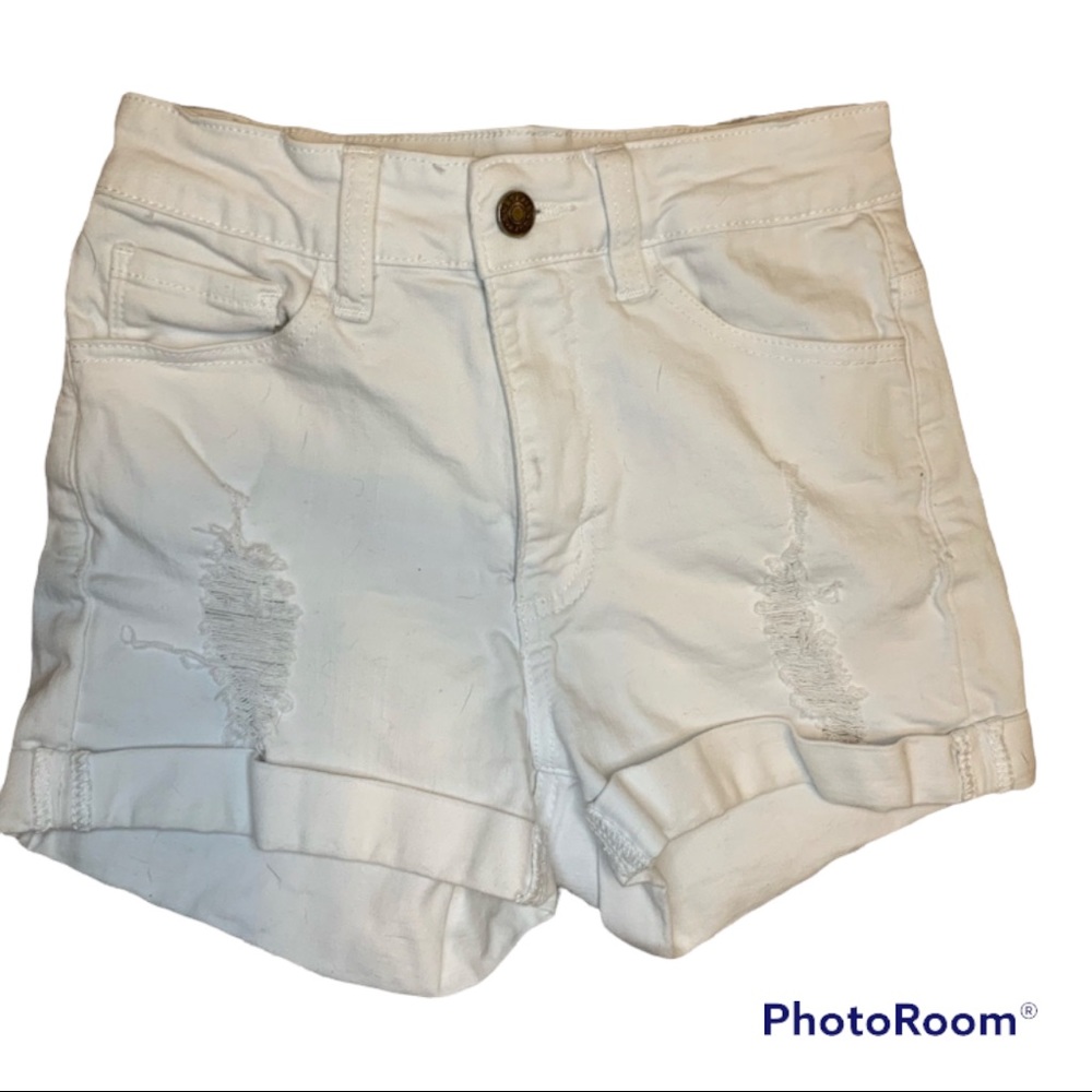 White Mid Thigh Denim Shorts